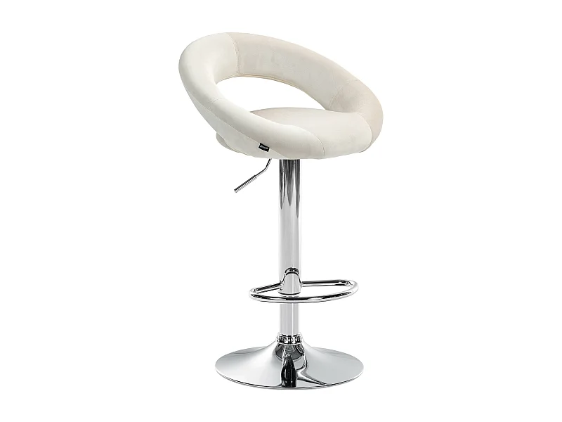 Tabouret de bar - Velours & Chrome - Crème - Olinda