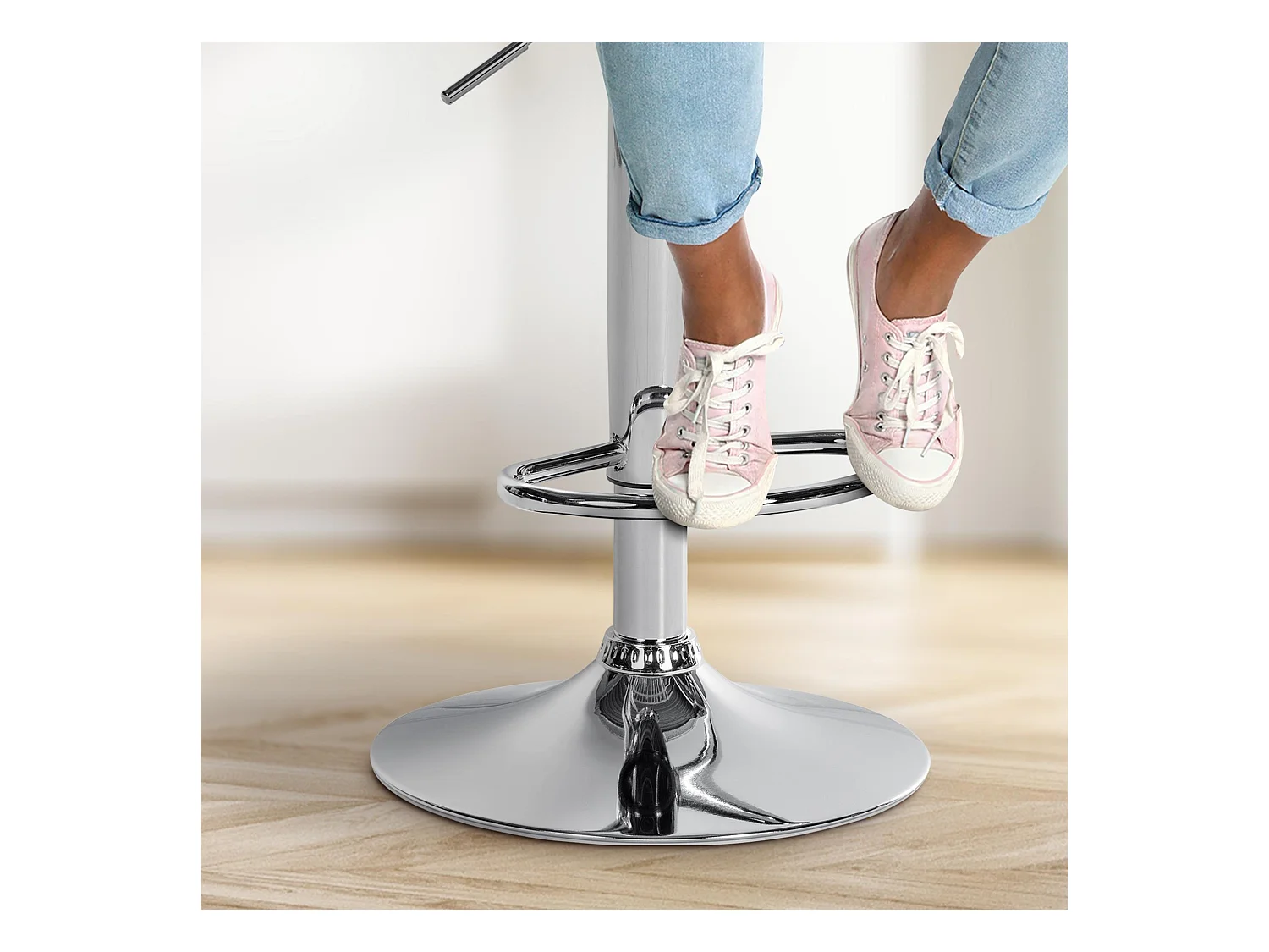 Tabouret de bar - Velours & Chrome - Crème - Olinda