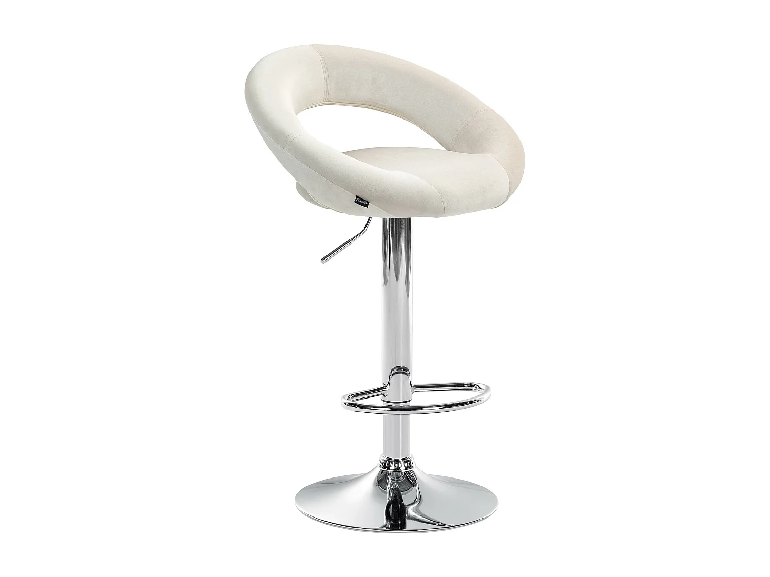 Tabouret de bar - Velours & Chrome - Crème - Olinda