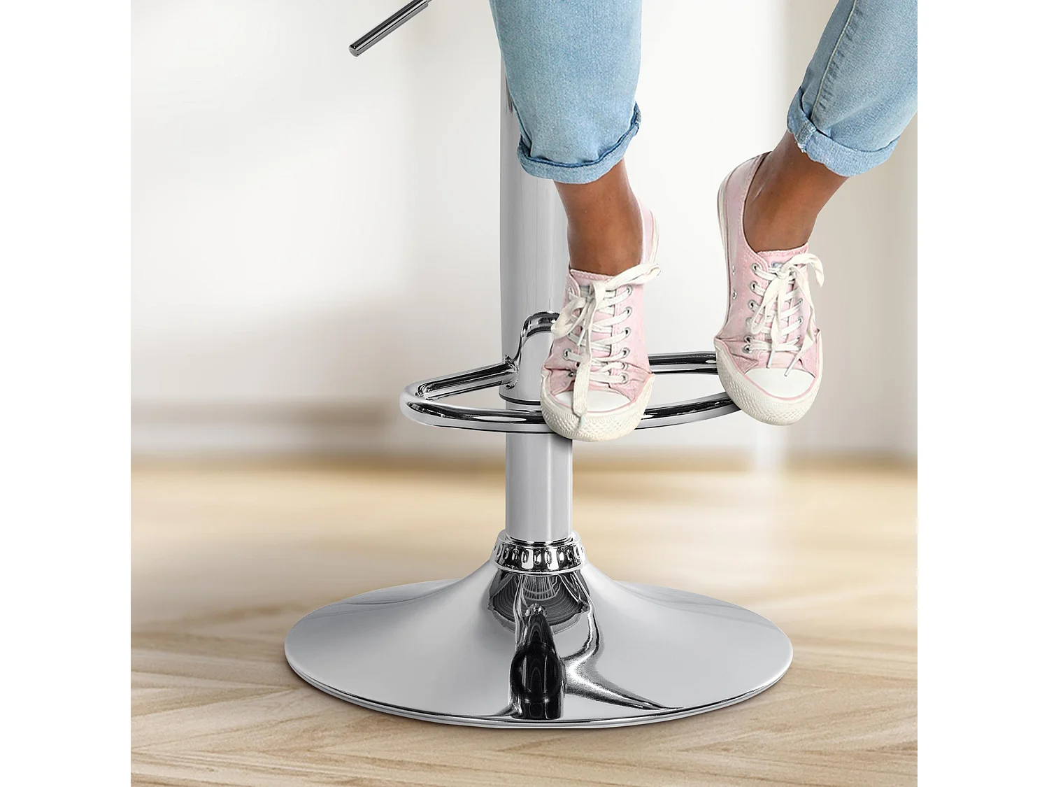 Tabouret de bar - Velours & Chrome - Crème - Olinda