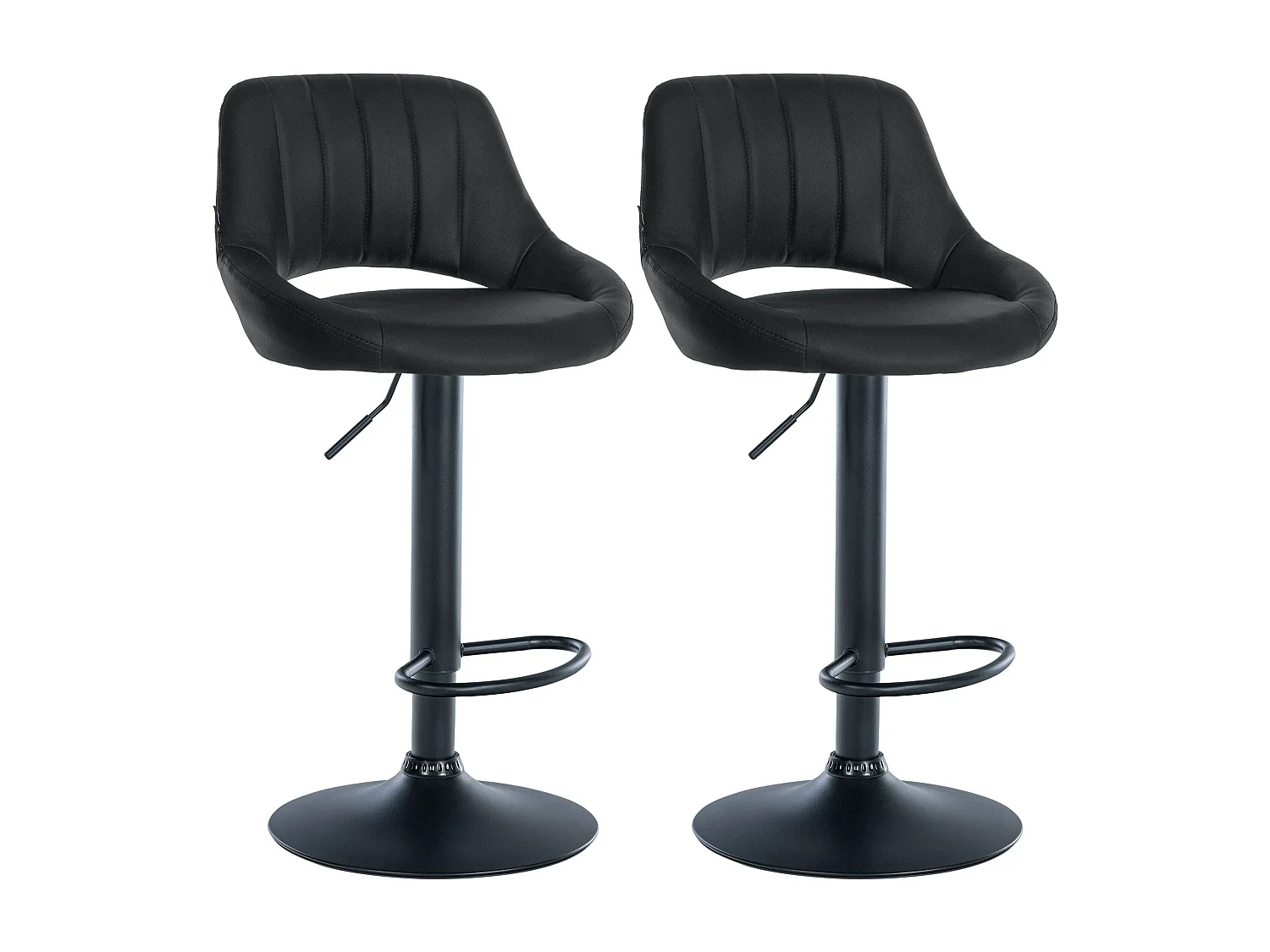 Lot de 2  Tabouret de bar - Similicuir - Noir - Milet