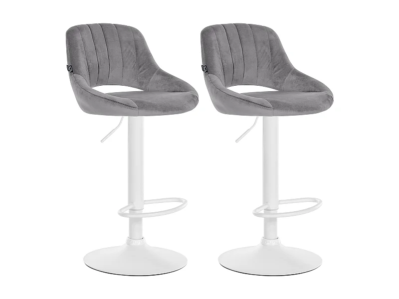 Lot de 2  Tabouret de bar - Velours - Gris foncé - Milet