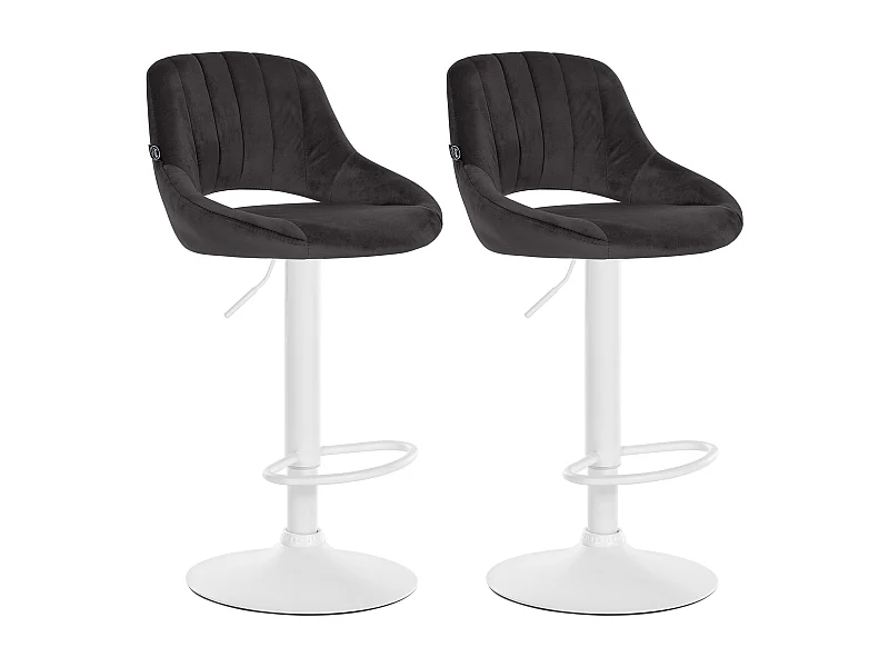 Lot de 2  Tabouret de bar - Velours - Noir - Milet