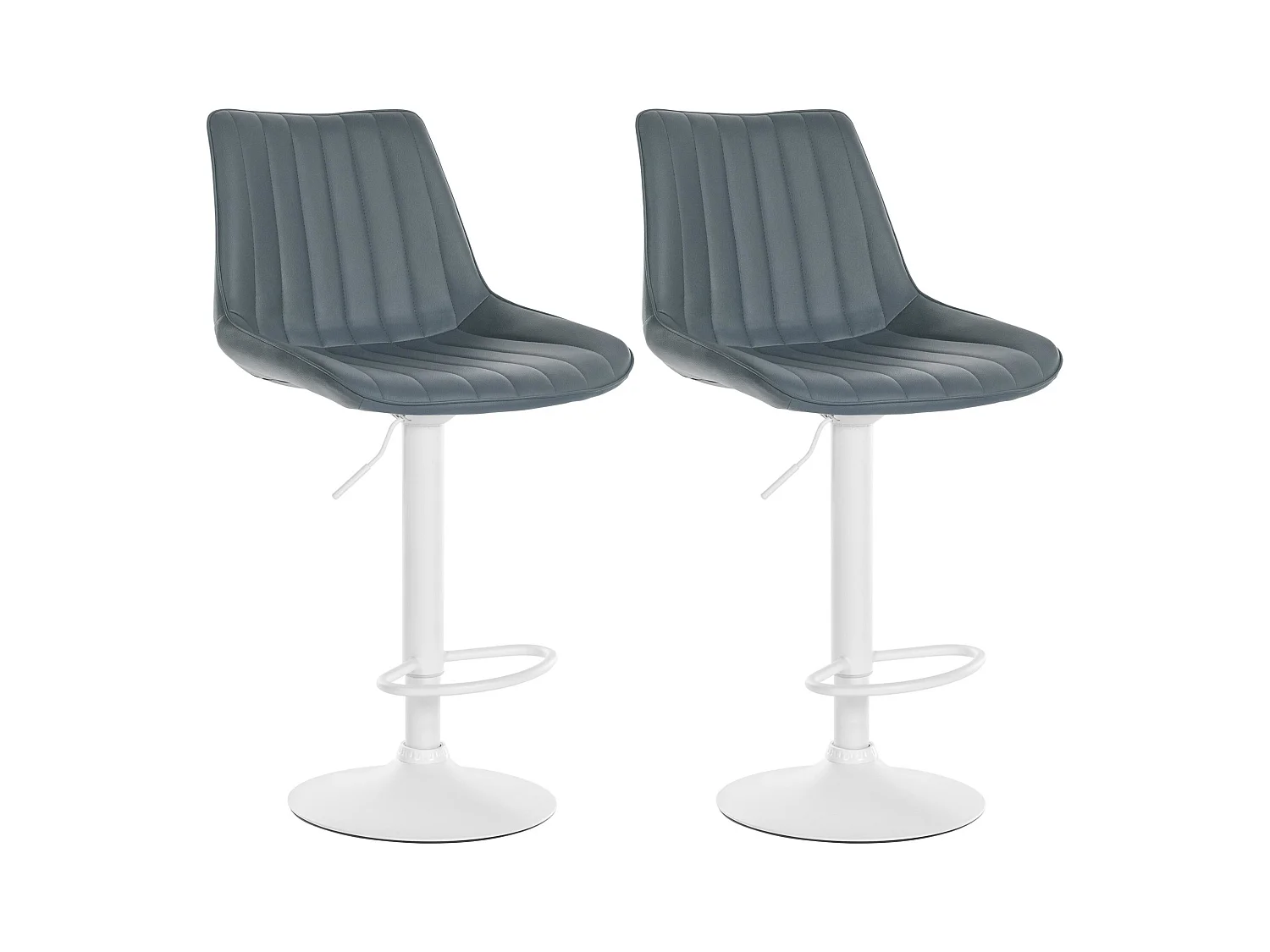Lot de 2  Tabouret de bar - Similicuir - Gris - Toni