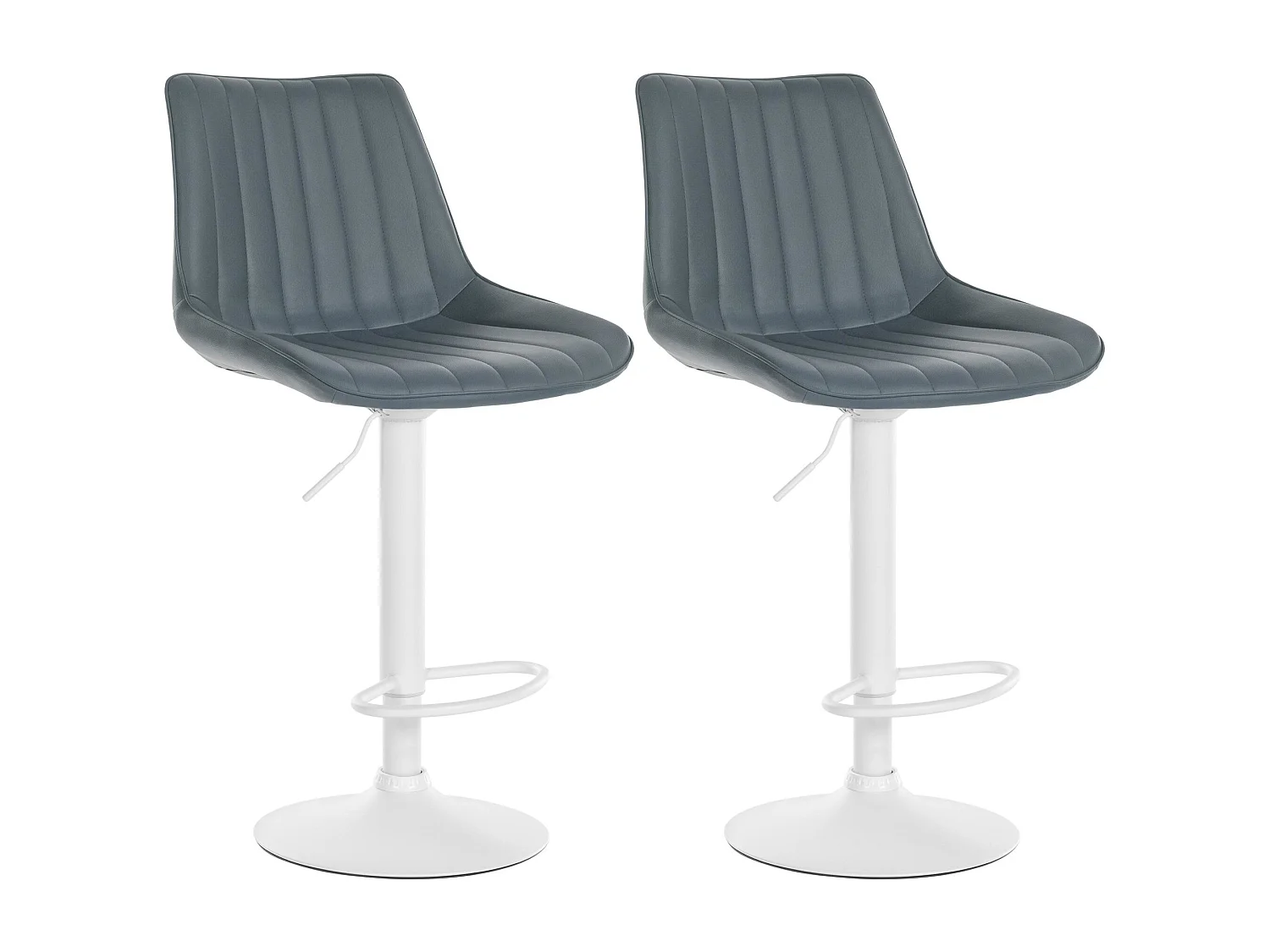 Lot de 2  Tabouret de bar - Similicuir - Gris - Toni