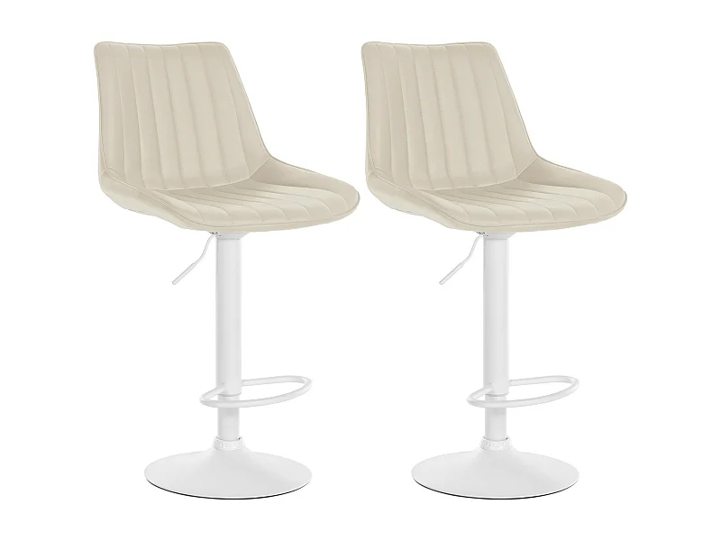 Lot de 2  Tabouret de bar - Similicuir - Crème - Toni