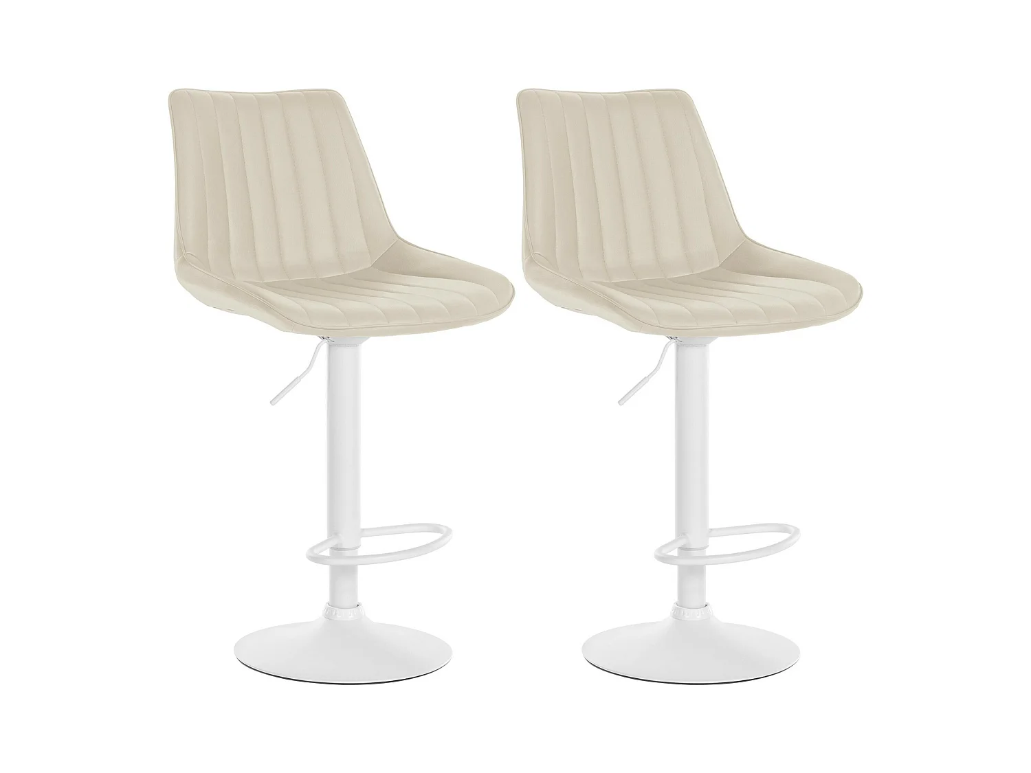 Lot de 2  Tabouret de bar - Similicuir - Crème - Toni