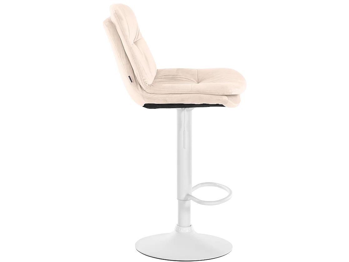 Tabouret de bar - Velours - Crème - Laurel