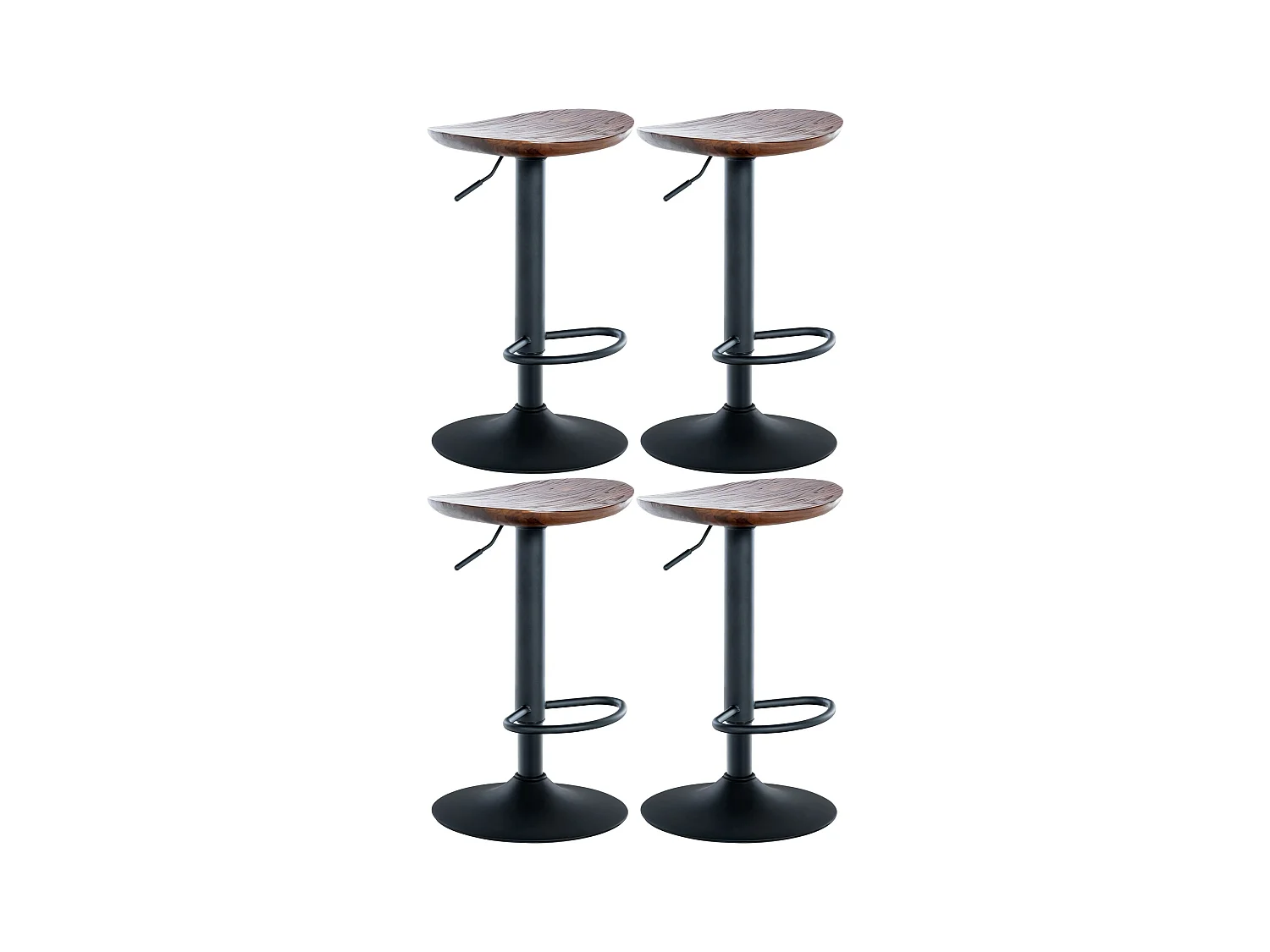 Lot de 4  Tabouret de bar - Bois - Noyer - Skelde