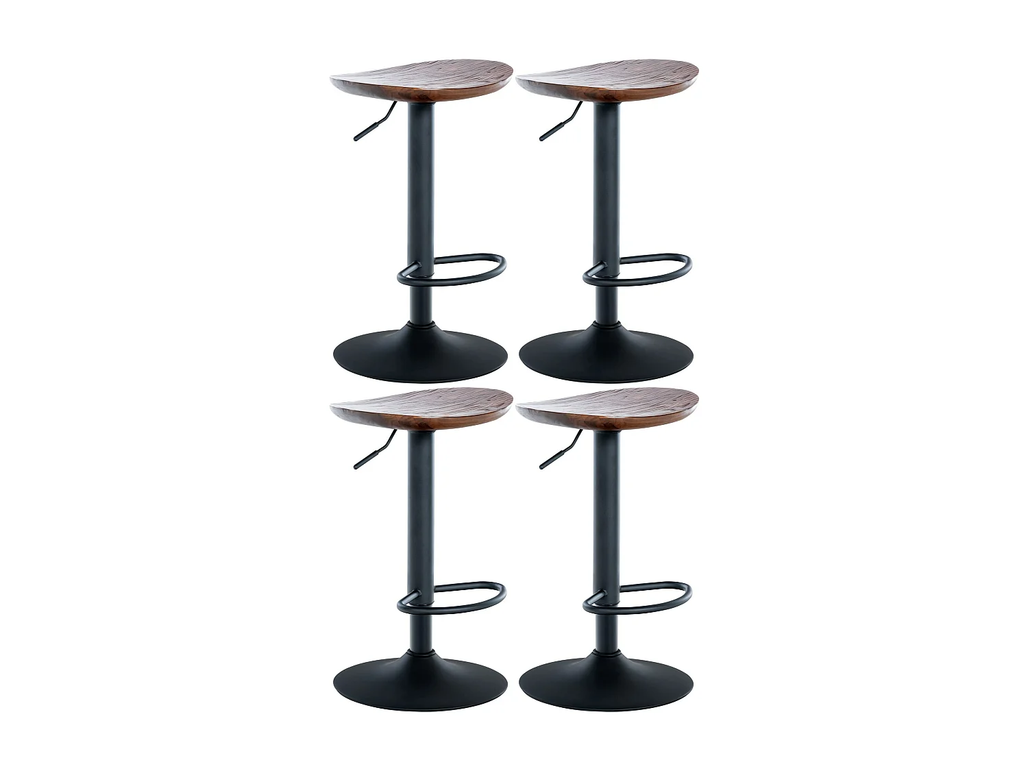 Lot de 4  Tabouret de bar - Bois - Noyer - Skelde