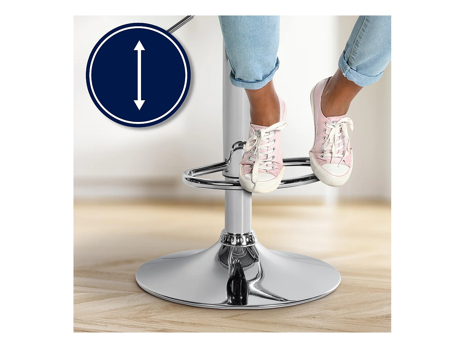 Tabouret de bar - Tissu - Crème - Laurel