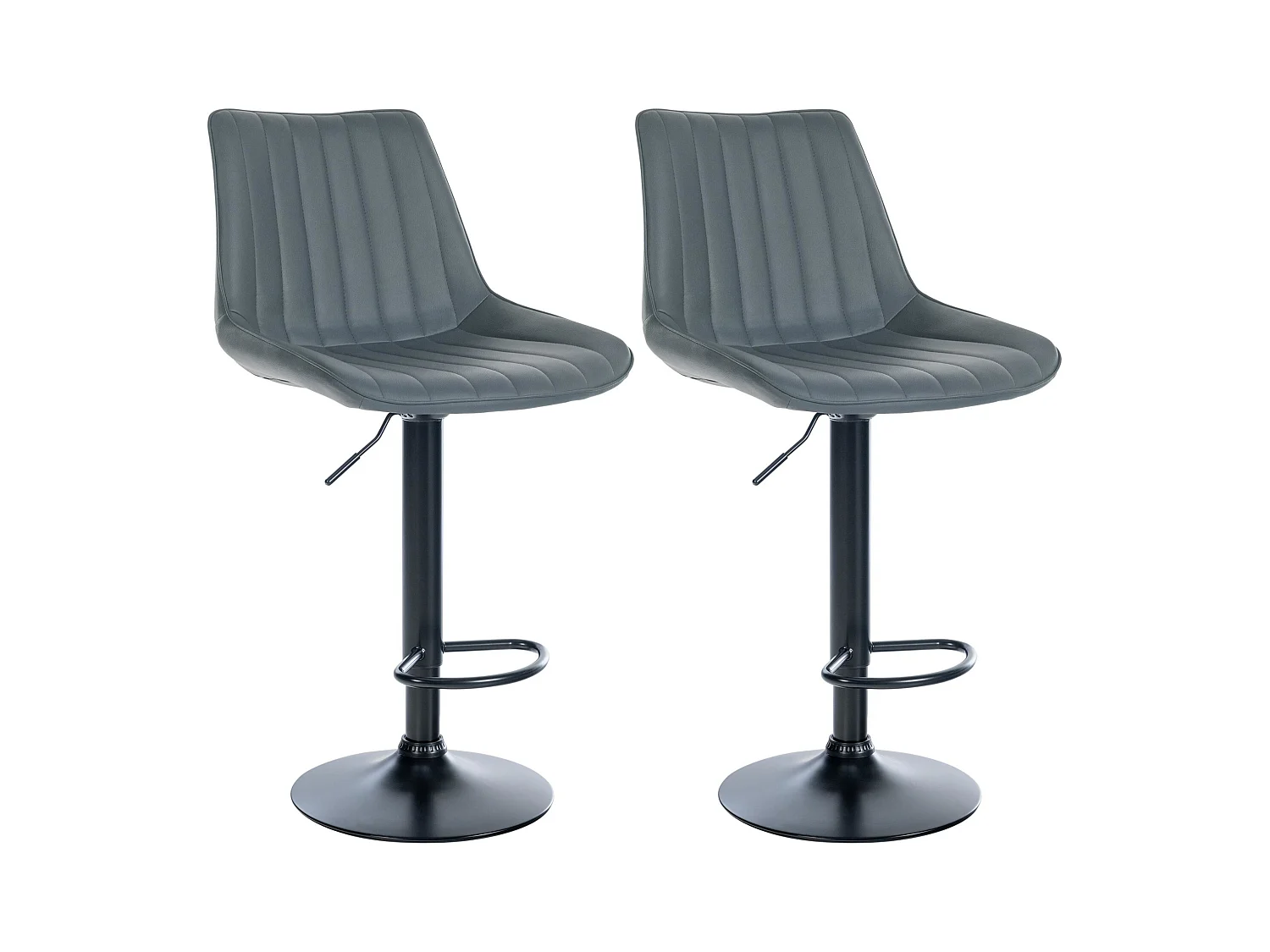 Lot de 2  Tabouret de bar - Similicuir - Gris - Toni