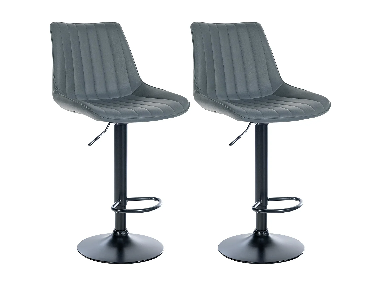 Lot de 2  Tabouret de bar - Similicuir - Gris - Toni