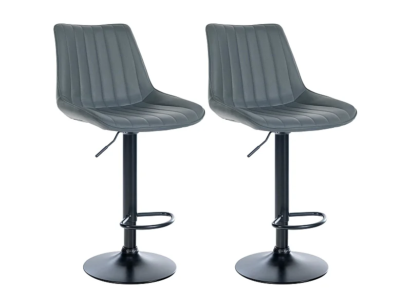 Lot de 2  Tabouret de bar - Similicuir - Gris - Toni