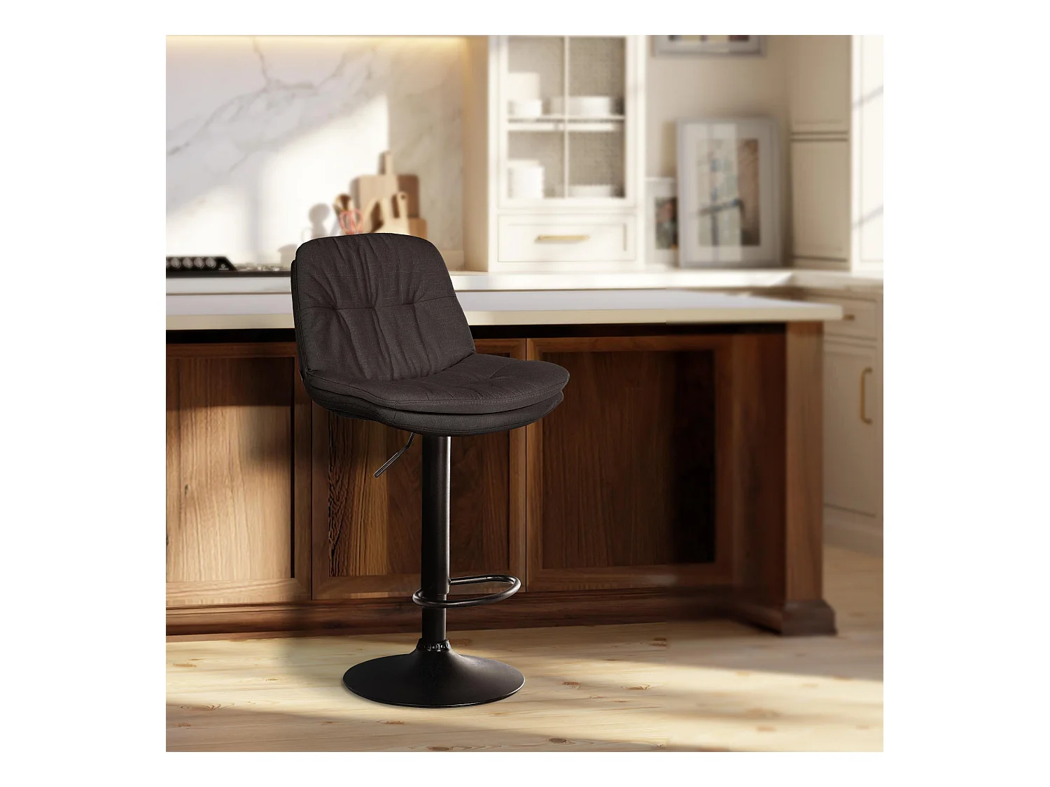 Tabouret de bar - Tissu - Gris foncé - Laurel