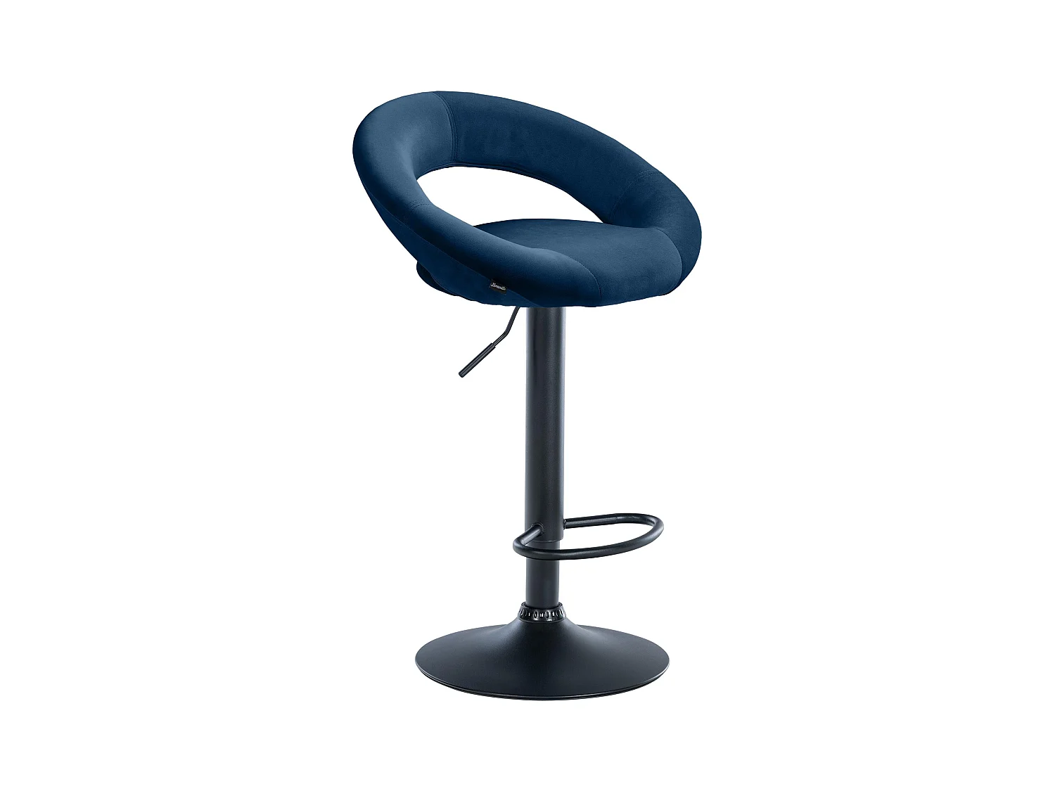 Tabouret de bar - Velours & Noir - Bleu - Olinda