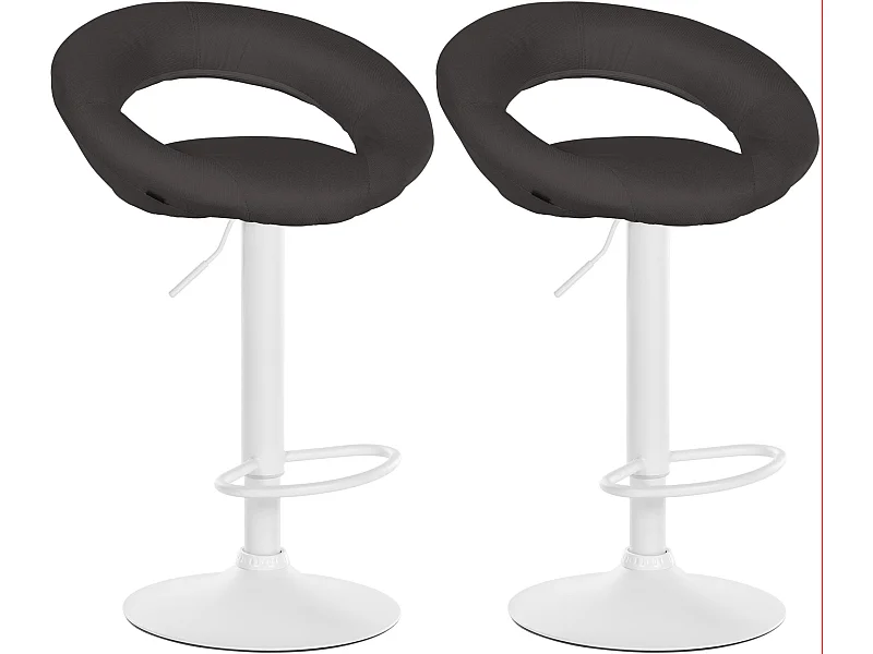 Lot de 2  Tabouret de bar - Tissu & Blanc - Gris foncé - Olinda