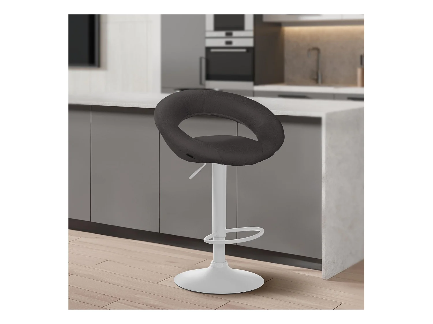 Set van 2  Barkruk - Stof & wit - donkergrijs - Olinda