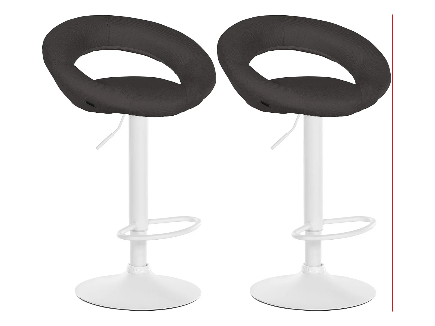 Lot de 2  Tabouret de bar - Tissu & Blanc - Gris foncé - Olinda