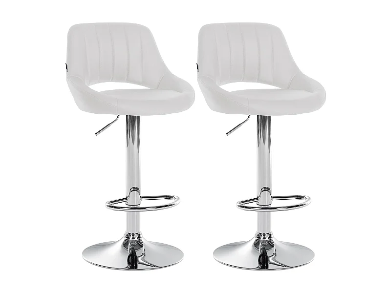 Lot de 2  Tabouret de bar - Similicuir - Blanc - Milet