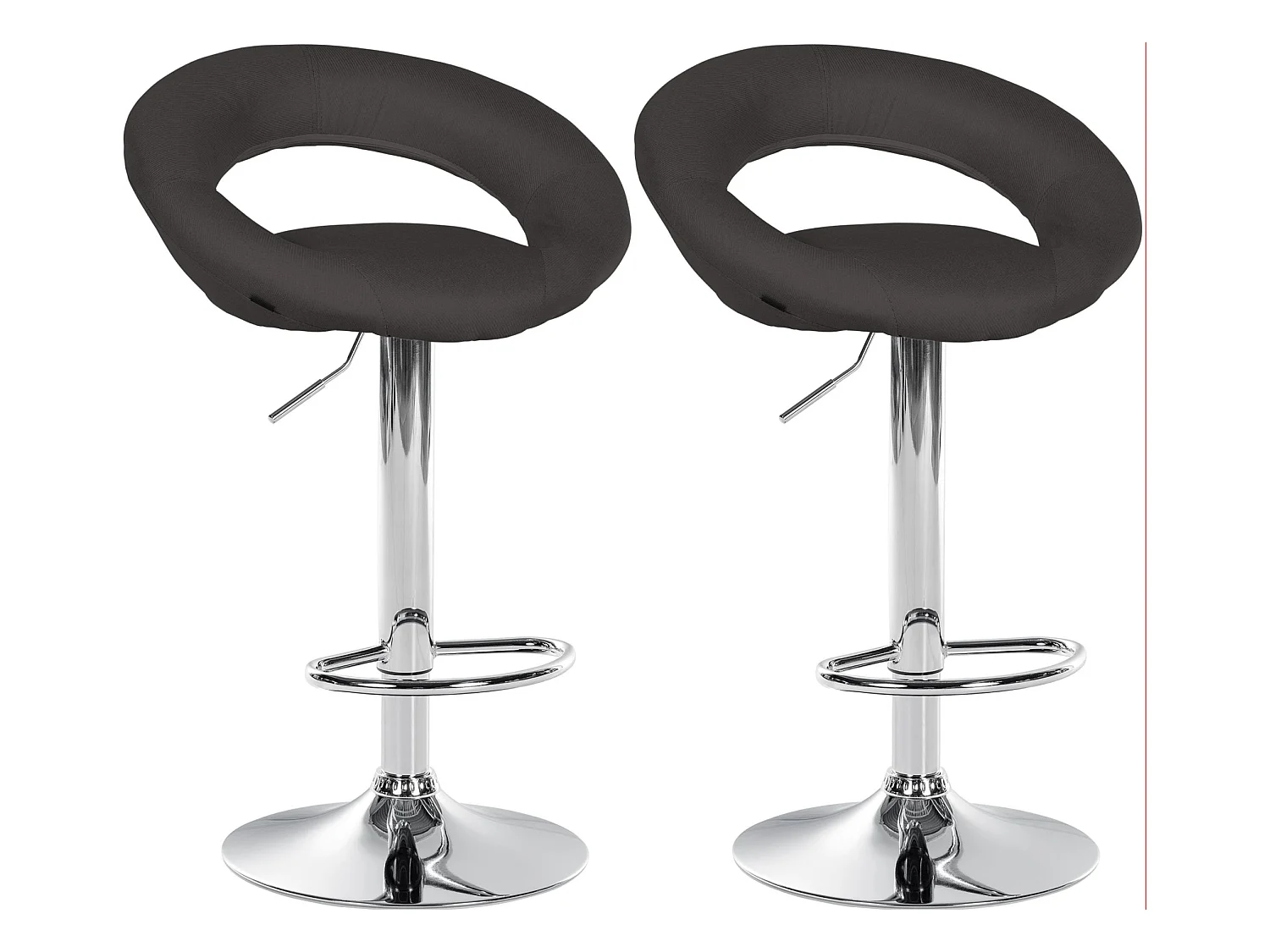 Lot de 2  Tabouret de bar - Tissu & Chrome - Gris foncé - Olinda