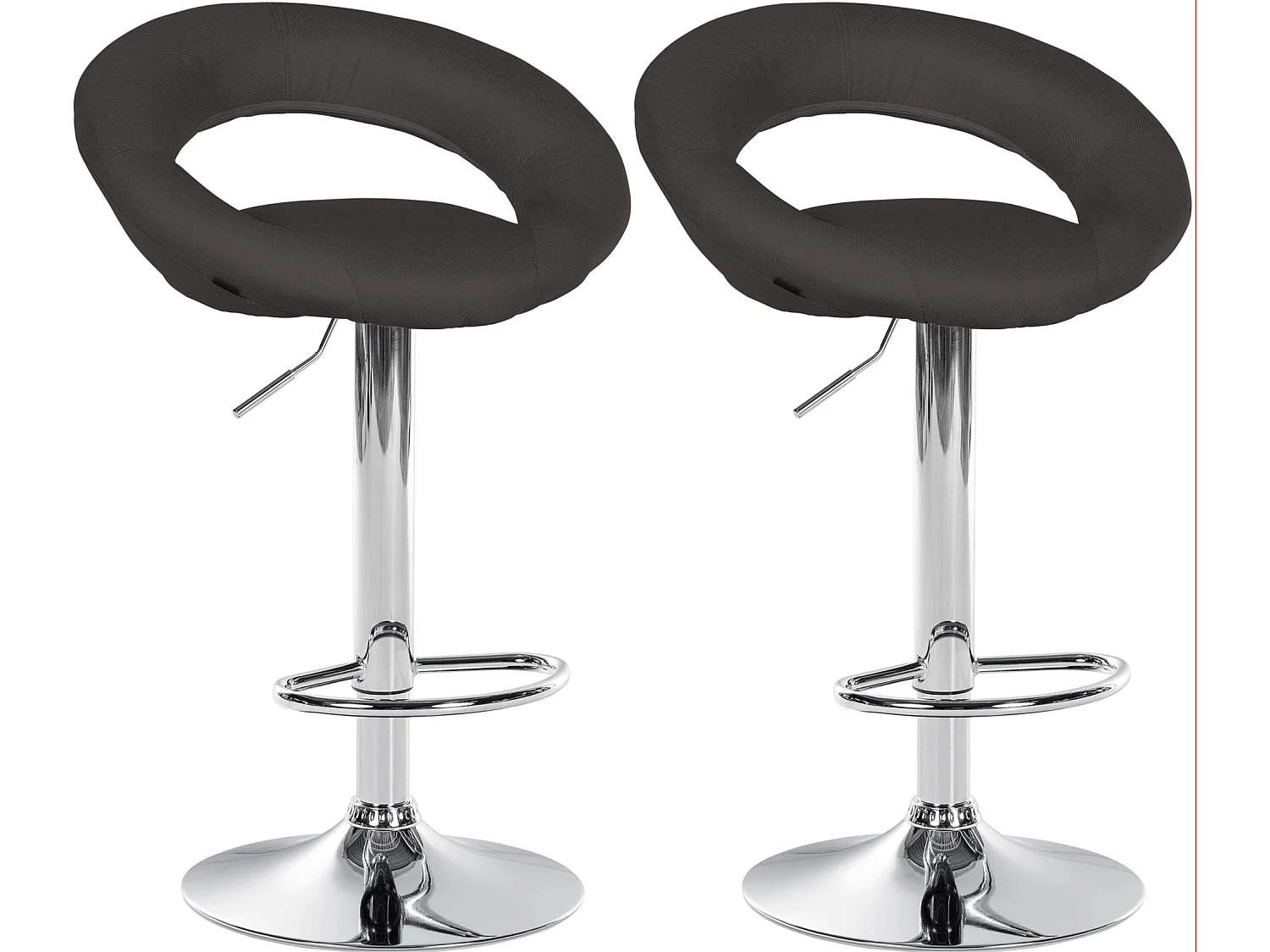 Lot de 2  Tabouret de bar - Tissu & Chrome - Gris foncé - Olinda
