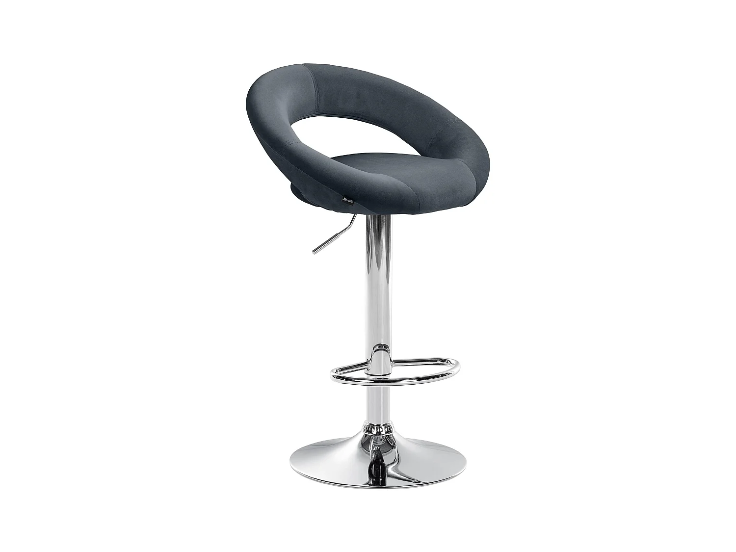Tabouret de bar - Velours & Chrome - Gris foncé - Olinda