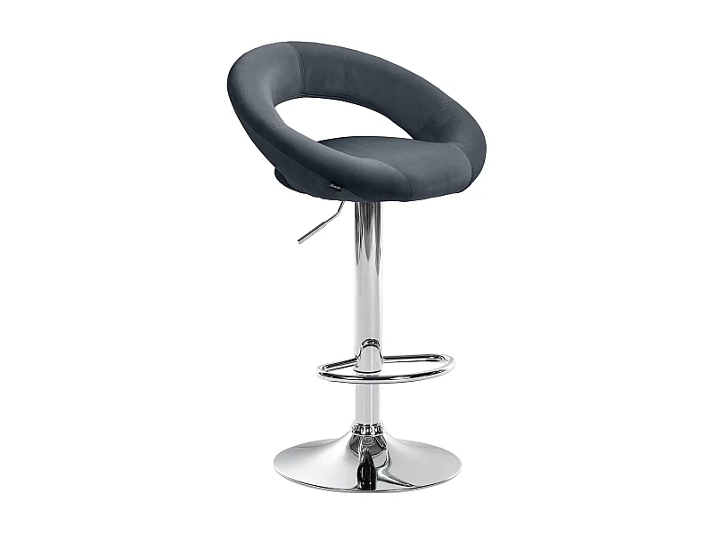 Tabouret de bar - Velours & Chrome - Gris foncé - Olinda