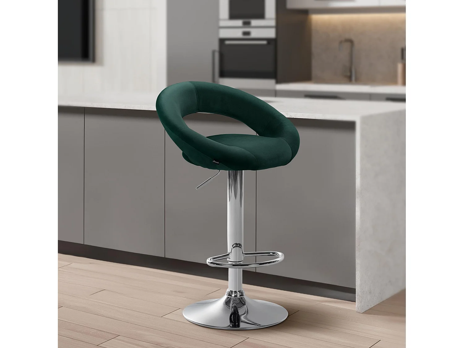 Tabouret de bar - Velours & Chrome - Vert - Olinda