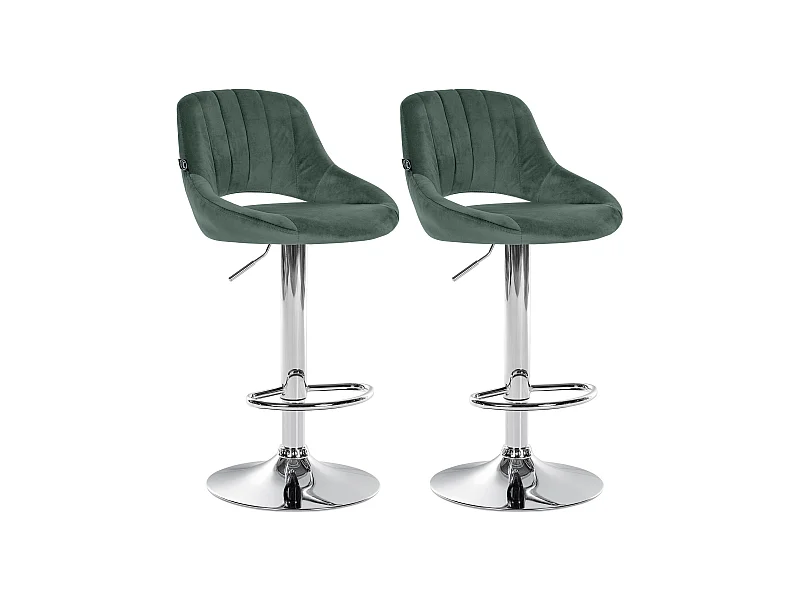 Lot de 2  Tabouret de bar - Velours - Vert - Milet