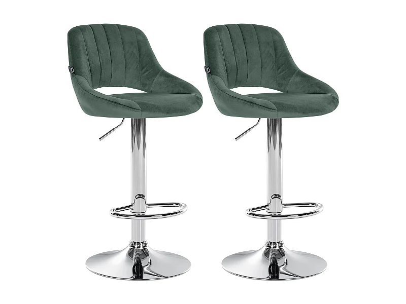 Lot de 2  Tabouret de bar - Velours - Vert - Milet