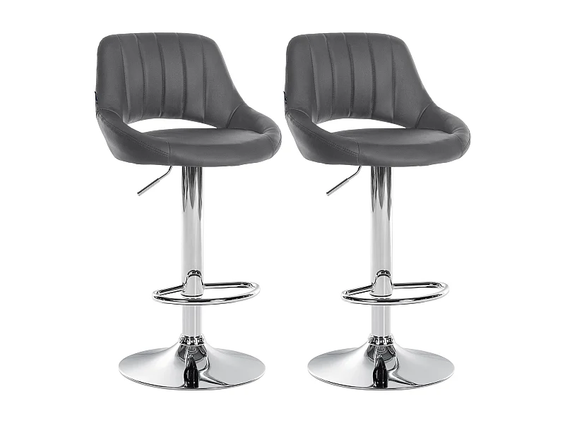 Lot de 2  Tabouret de bar - Similicuir - Gris - Milet