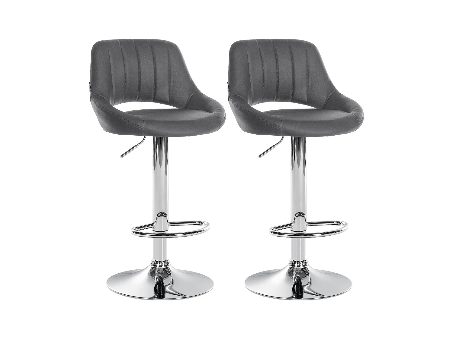 Lot de 2  Tabouret de bar - Similicuir - Gris - Milet