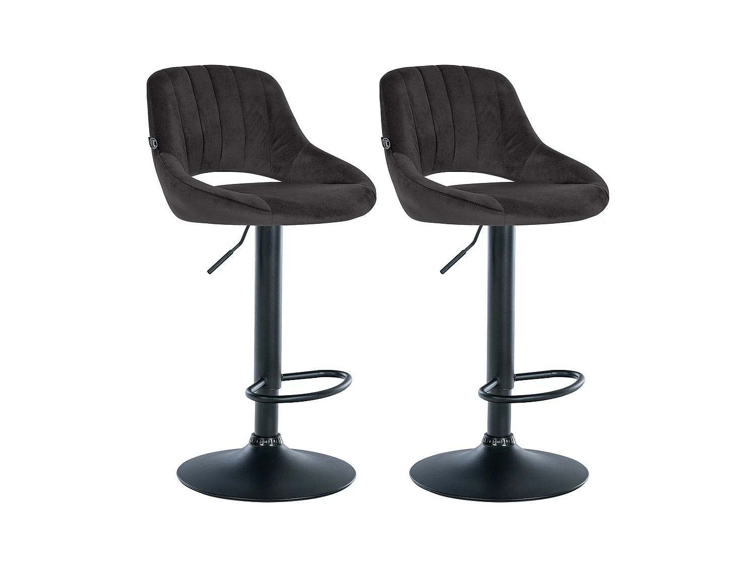 Lot de 2  Tabouret de bar - Velours - Noir - Milet