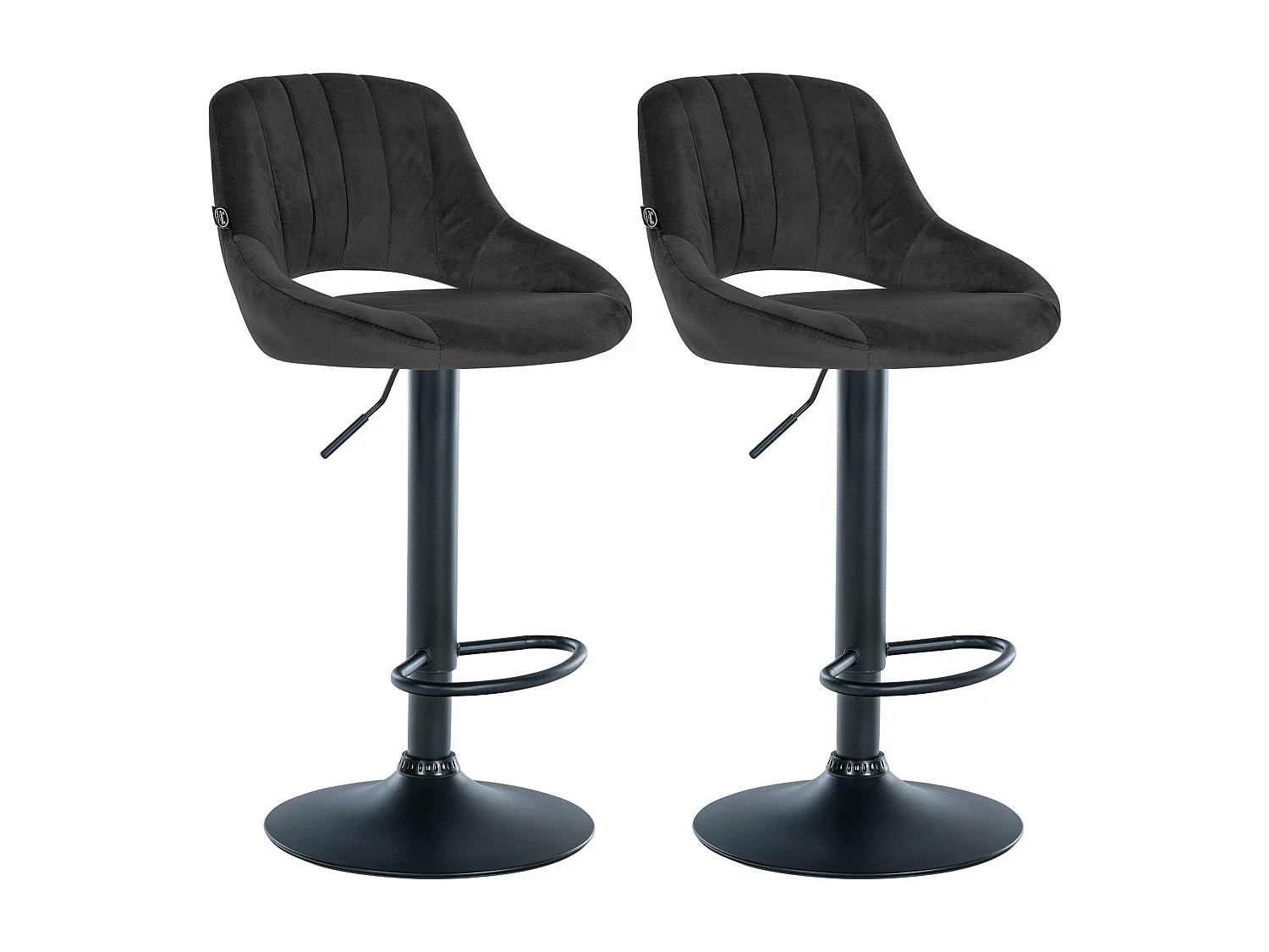Lot de 2  Tabouret de bar - Velours - Noir - Milet