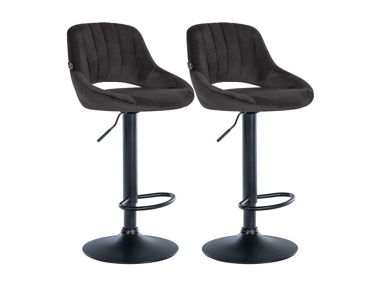 Lot de 2  Tabouret de bar - Velours - Noir - Milet