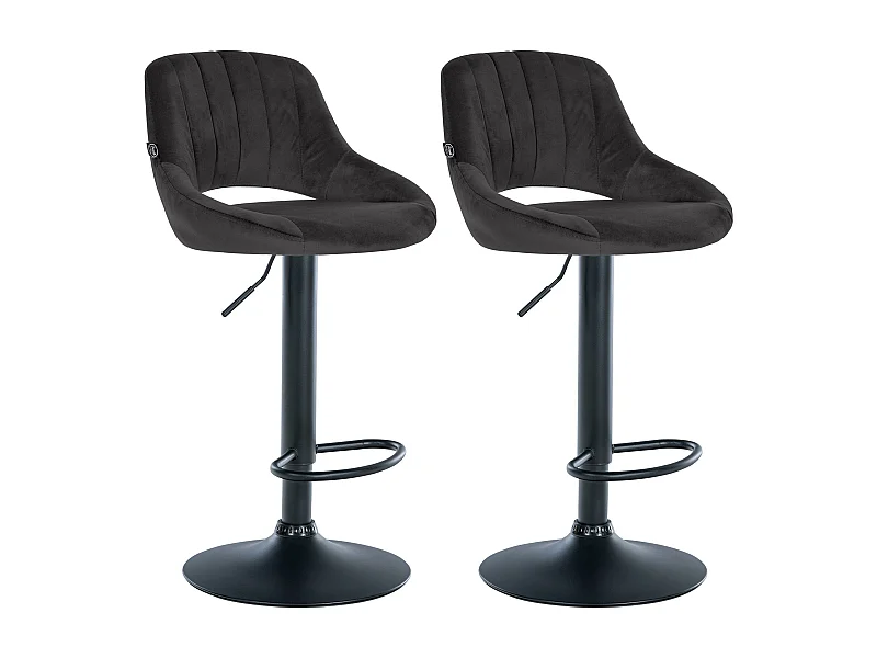 Lot de 2  Tabouret de bar - Velours - Noir - Milet