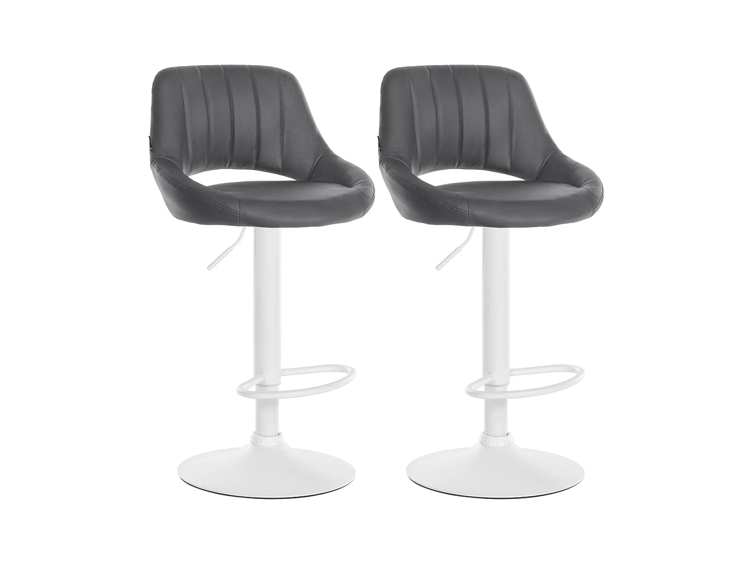 Lot de 2  Tabouret de bar - Similicuir - Gris - Milet