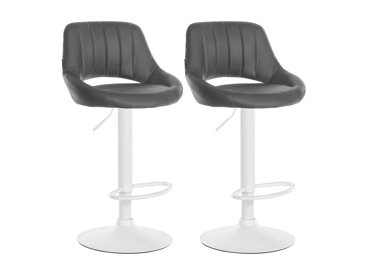 Lot de 2  Tabouret de bar - Similicuir - Gris - Milet