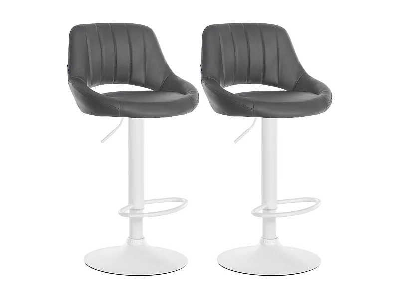 Lot de 2  Tabouret de bar - Similicuir - Gris - Milet