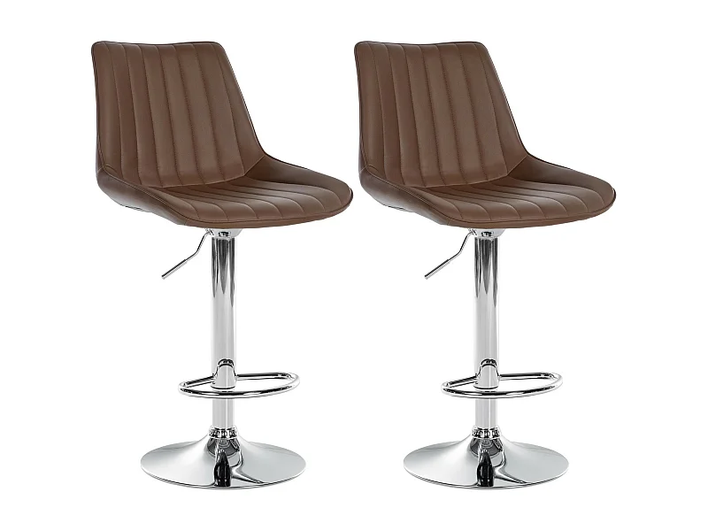 Lot de 2  Tabouret de bar - Similicuir - Marron - Toni