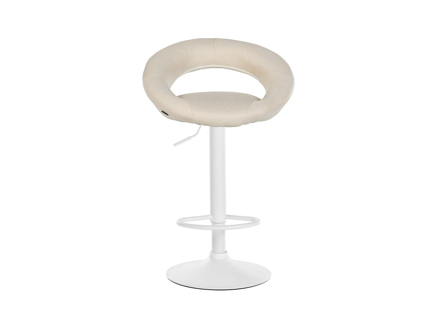 Tabouret de bar - Tissu & Blanc - Crème - Olinda