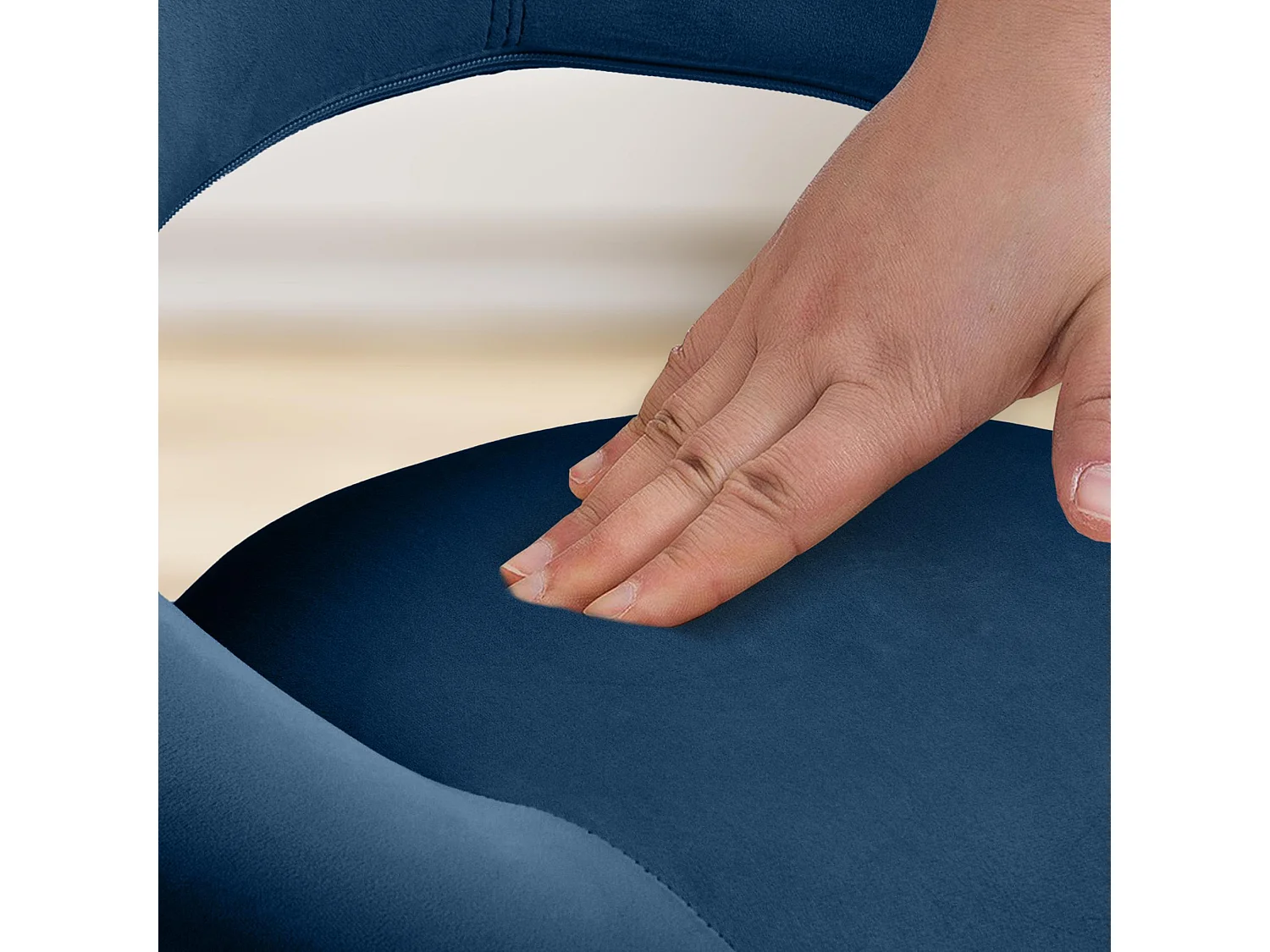 Tabouret de bar - Velours & Blanc - Bleu - Olinda
