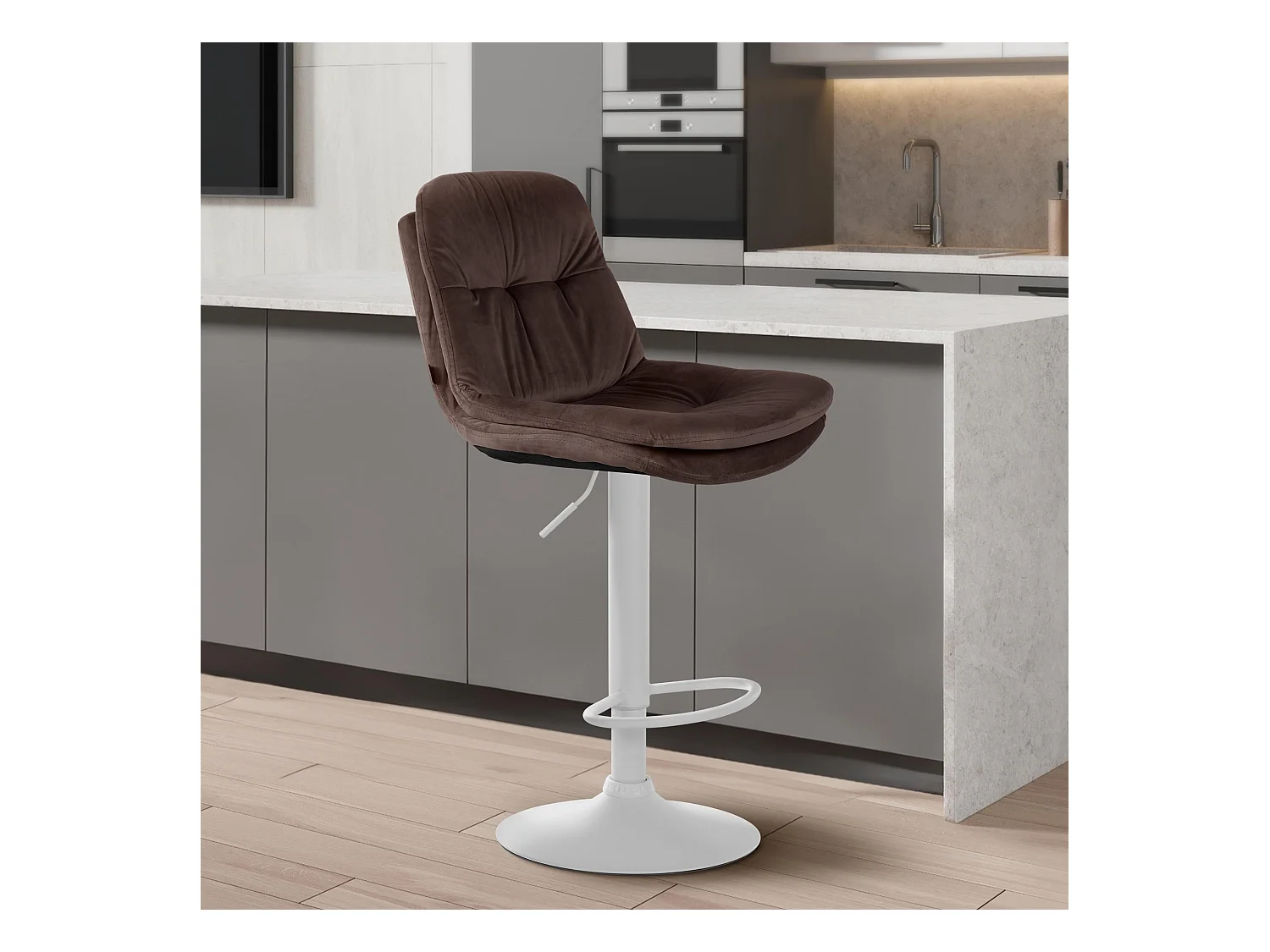 Tabouret de bar - Velours - Marron - Laurel