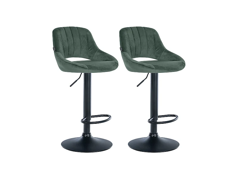 Lot de 2  Tabouret de bar - Velours - Vert - Milet
