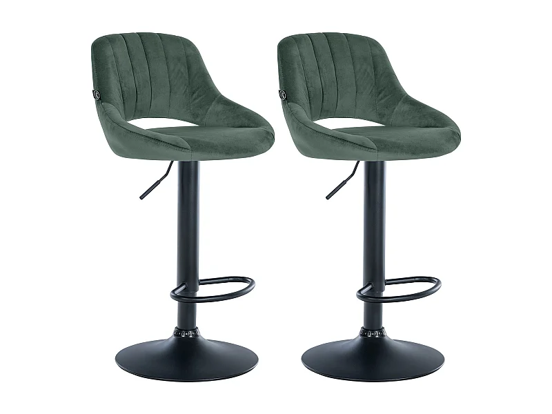 Lot de 2  Tabouret de bar - Velours - Vert - Milet