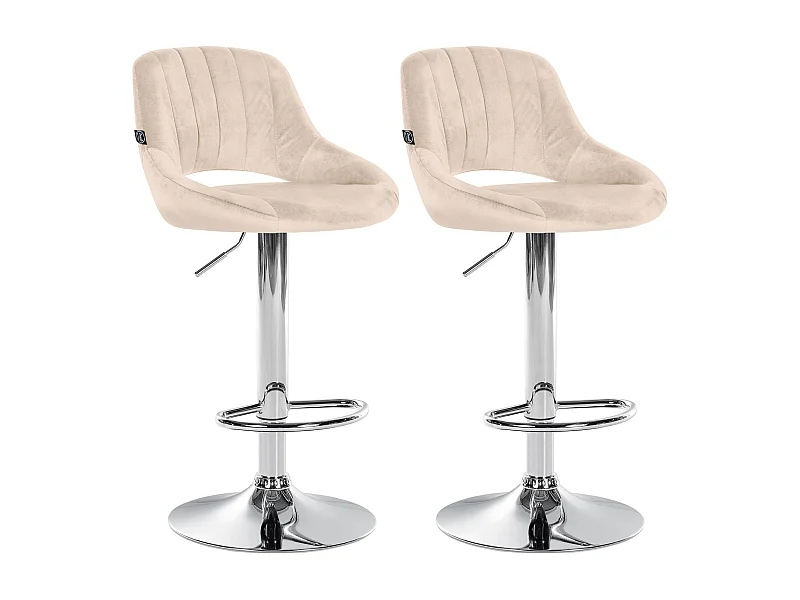 Lot de 2  Tabouret de bar - Velours - Crème - Milet