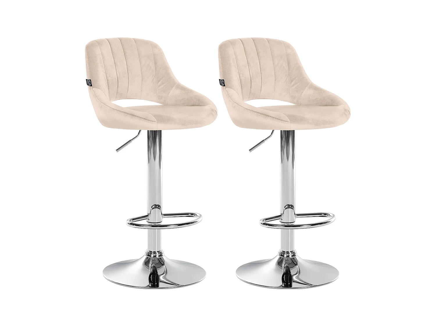 Lot de 2  Tabouret de bar - Velours - Crème - Milet
