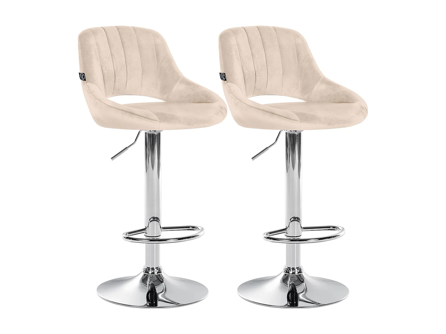 Lot de 2  Tabouret de bar - Velours - Crème - Milet