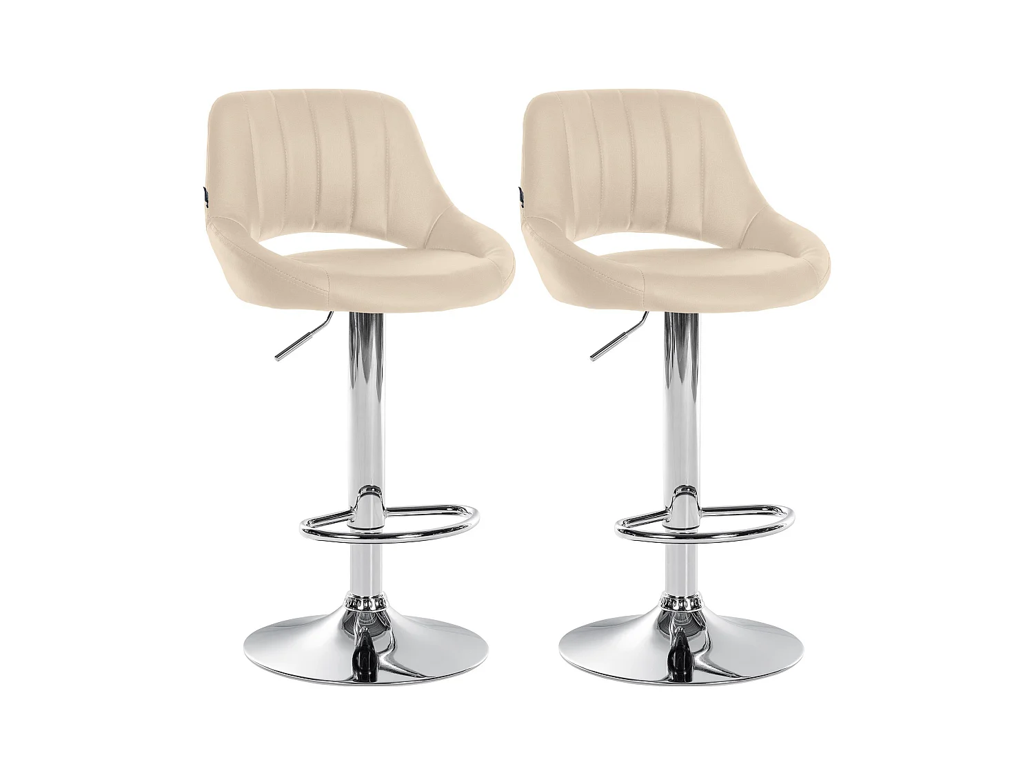 Lot de 2  Tabouret de bar - Similicuir - Crème - Milet